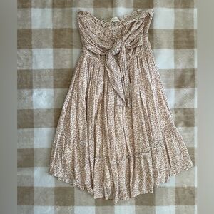 Ocean Drive size medium Cream and Tan Leopard Print Strapless Mini Dress